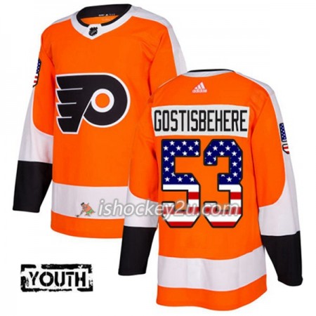 Børn NHL Philadelphia Flyers Trøje Shayne Gostisbehere 53 Adidas 2017-2018 Orange USA Flag Fashion Authentic